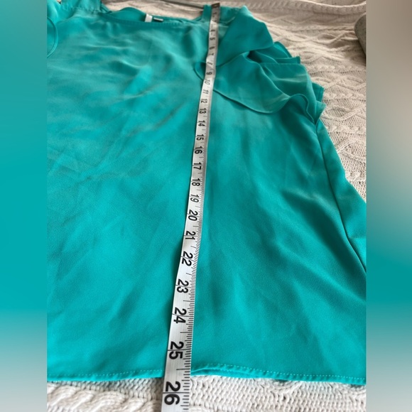 EST. 1946 Teal Polyester Flowy Short Sleeve Blouse Women’s Size Medium - Picture 10 of 13